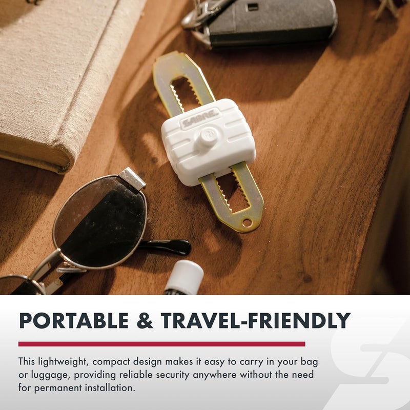 sabre Compact Travel Door Lock, Portable Security Lock for Travel, Hotels, & Rentals, Withstands 650 lbs of Force, Installs in Seconds, No Tools Required, Lightweight & Small for Easy Carry - Image 3